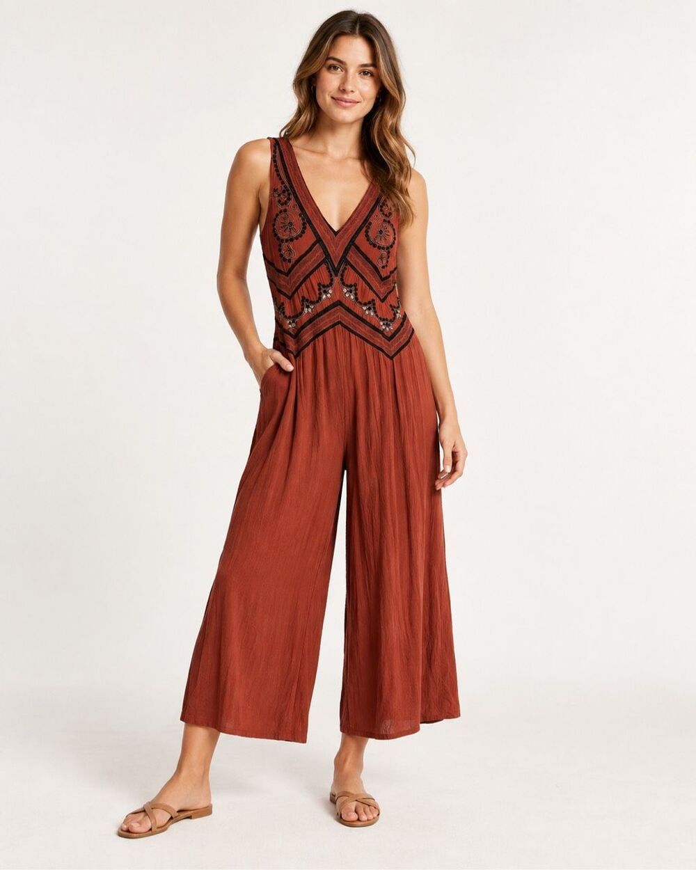 Maeve Anthropologie Rust Orange Embroidered Boho Maxi Dress NWT Size 4